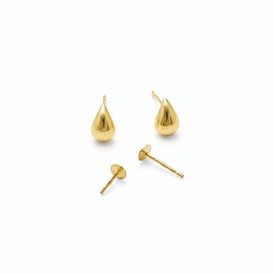 18K Real Gold Tear Drop Earrings