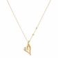 Gold necklace with a red pendant featuring Greek letters on a white background