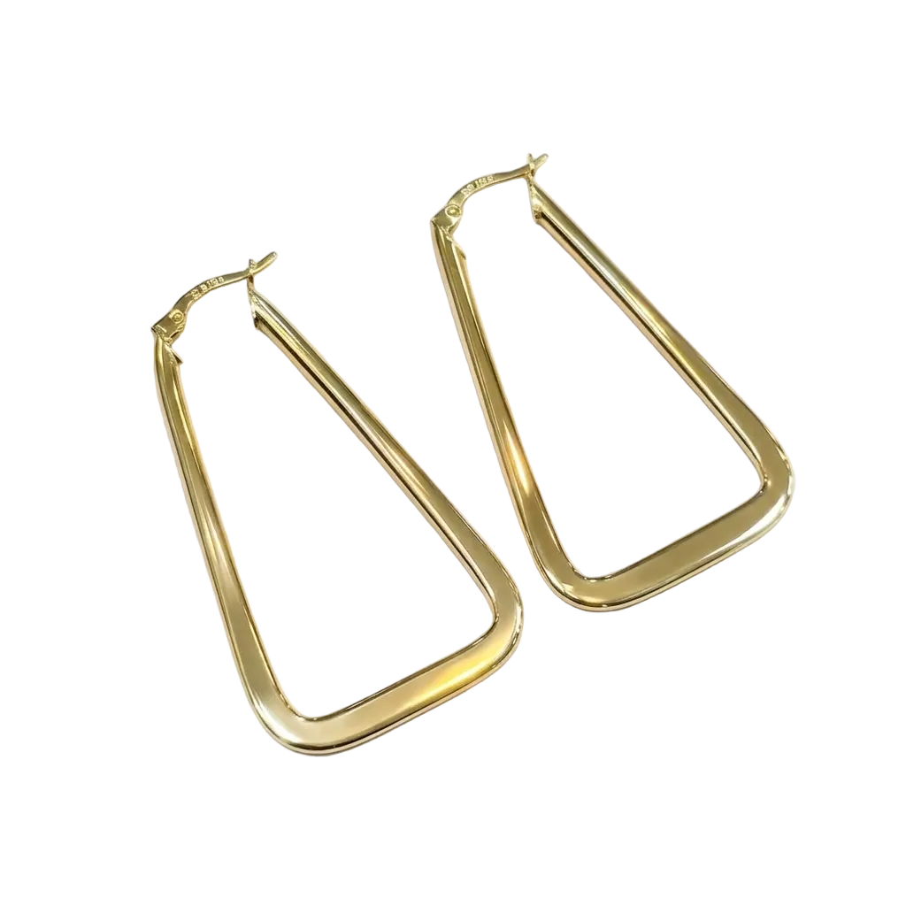 Gold hoop earrings on a white background with weight and code information.