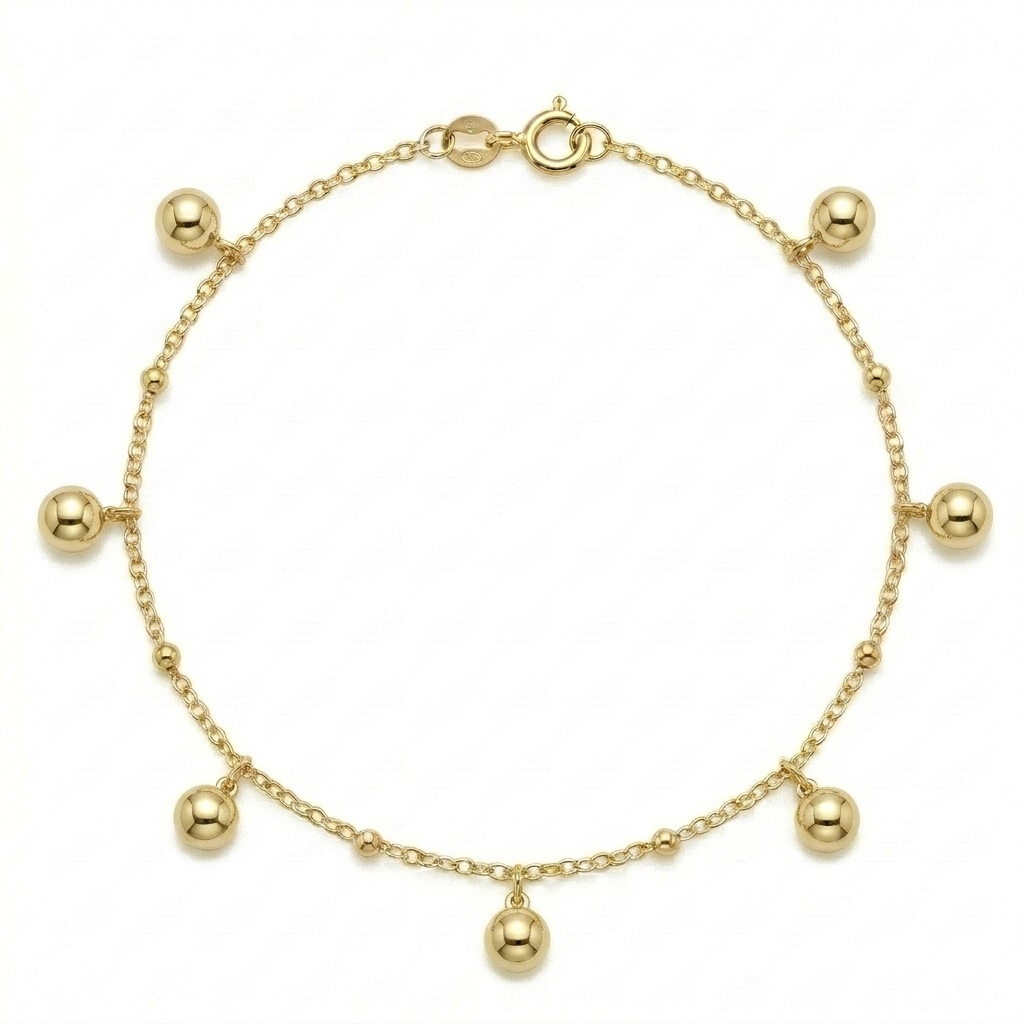 18k Gold Small & Big Ball Anklet