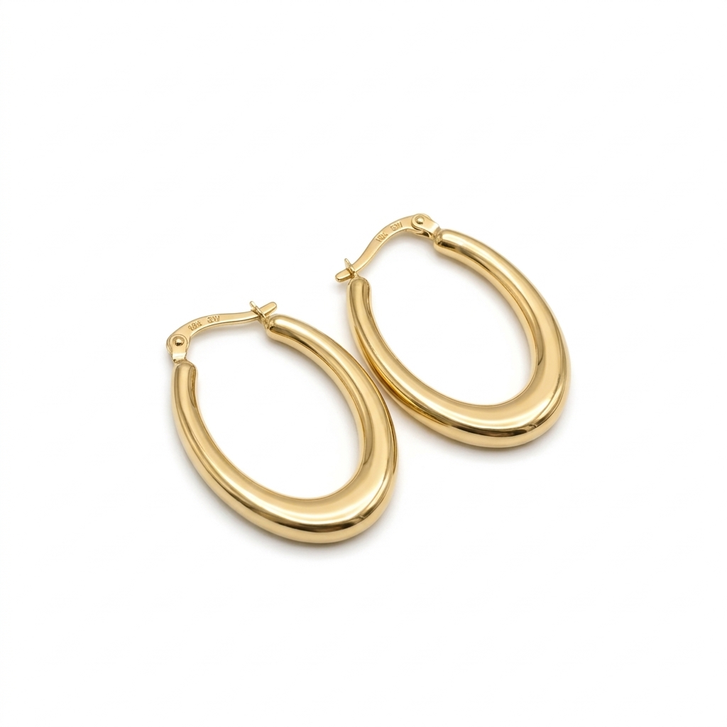 18k Gold Sexy Oval Loop Earrings