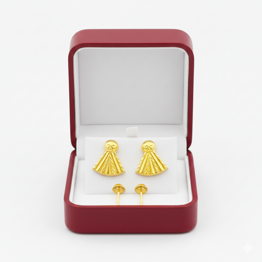 18K Real Gold Ribbon Earrings