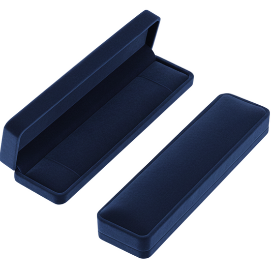 Two blue jewelry boxes on a white background