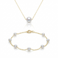 Gold bracelet with pearls on a white background