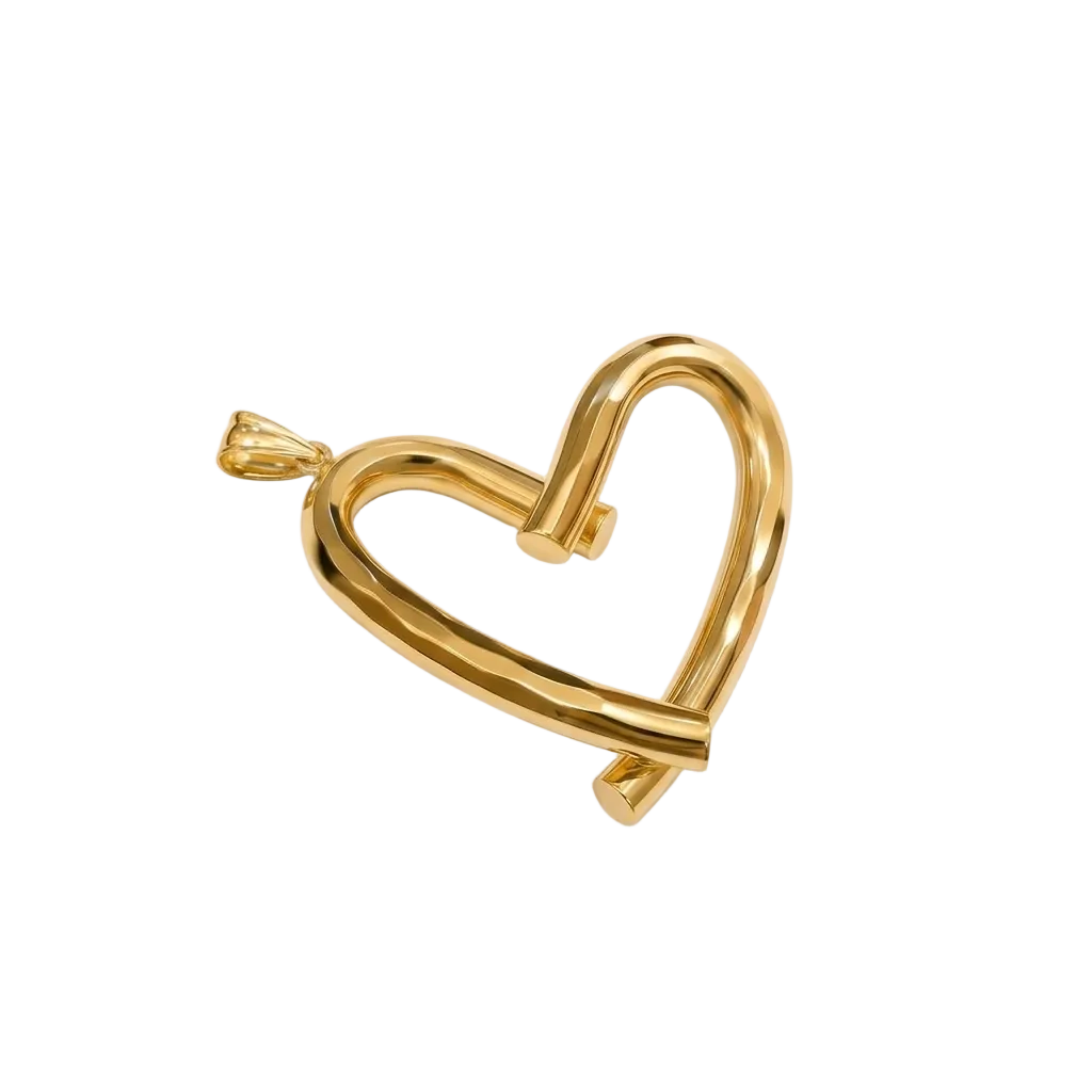 Gold heart-shaped pendant on a white background