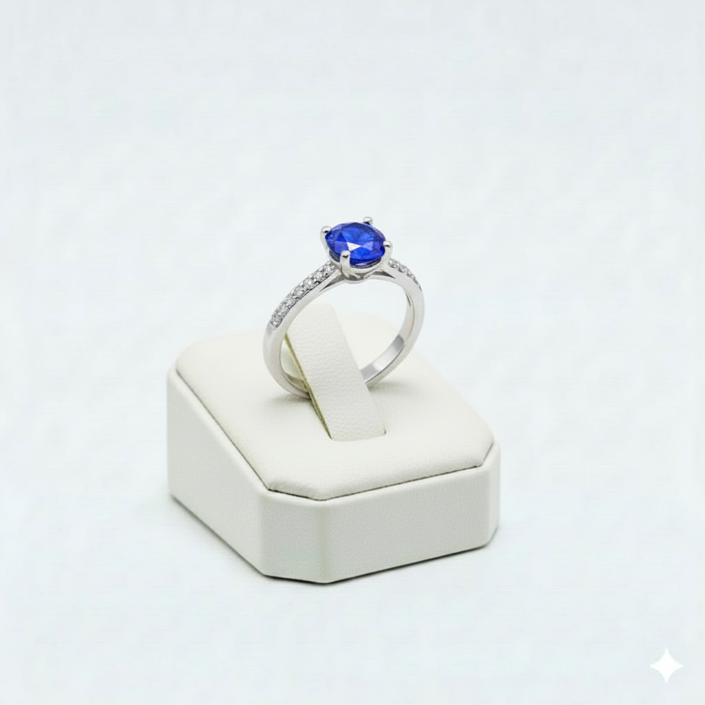 925 Silver Stone Blue Ring