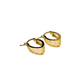 Gold hoop earrings with intricate design on a white background