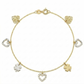 18k Gold 2 Tone Heart Clover Anklet