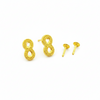 gold stud earrings shaped like the number 8, textured, on white background