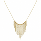 Gold fringe necklace on a white background