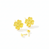 18K Real Gold Four Petals Earrings