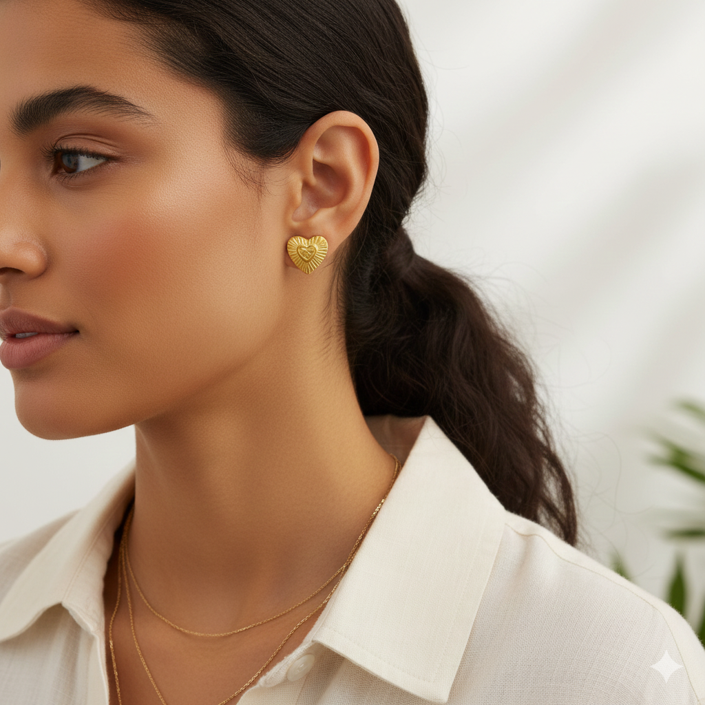 18K Real Gold Double Earrings