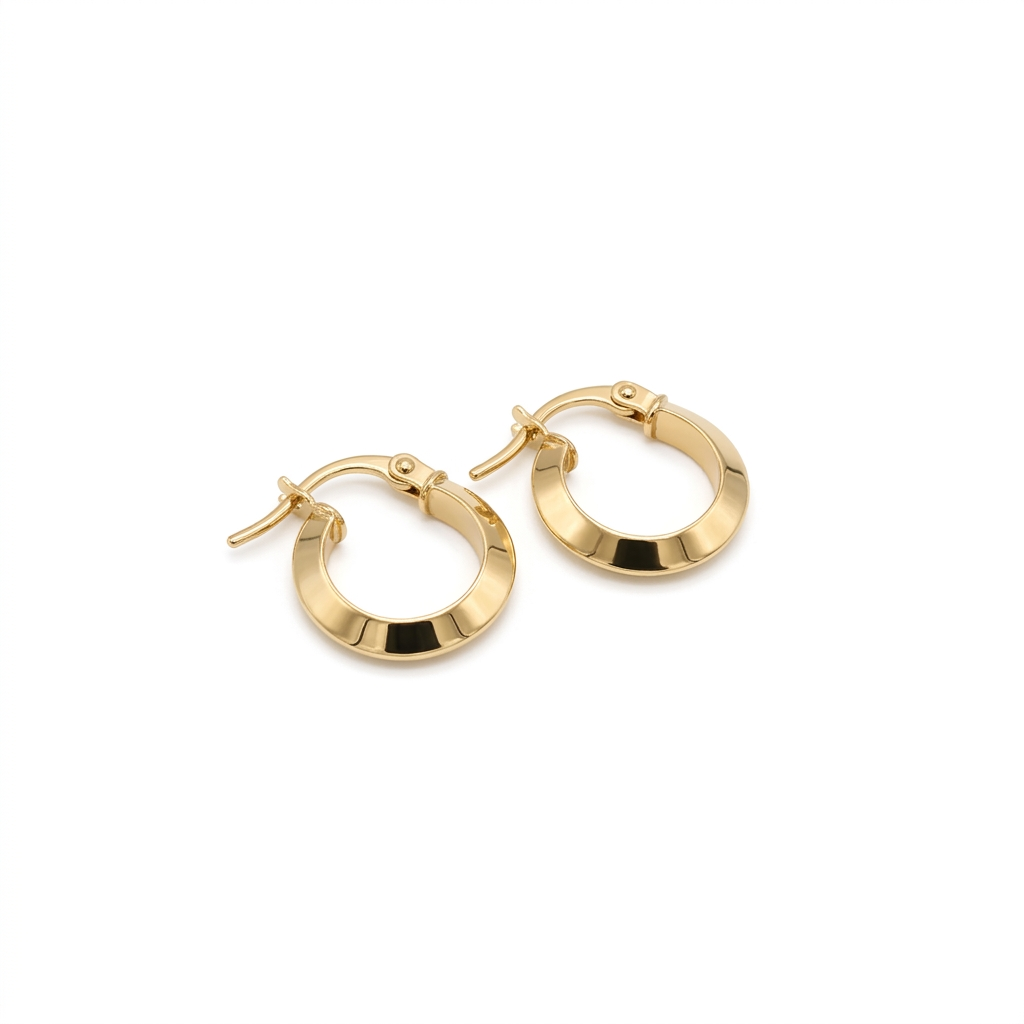 Gold hoop earrings on a white background