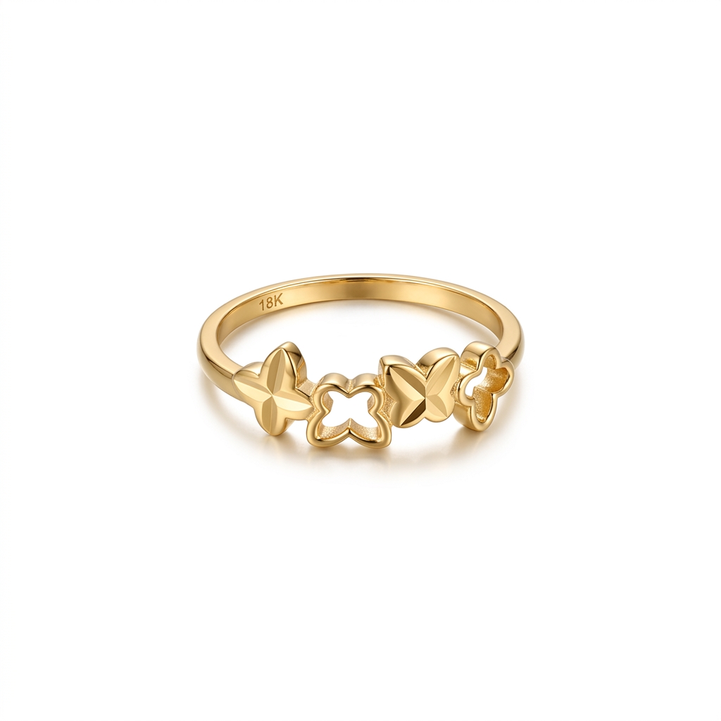 18k Gold Butterfly Clove Ring