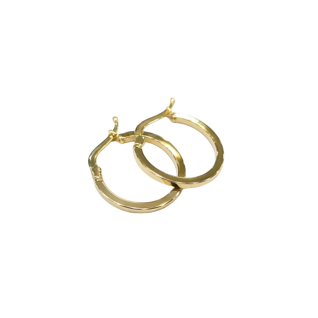Gold hoop earrings on a white background with weight and code information.
