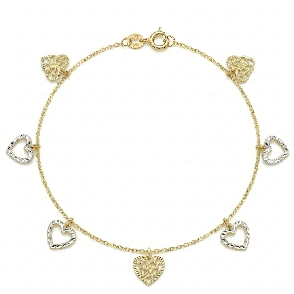 18k Gold Heart Clover Anklet