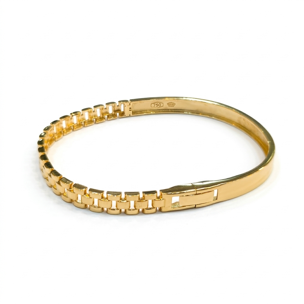 Gold bracelet on a white background