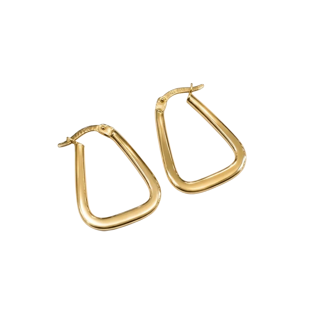 Gold hoop earrings on a white background with weight and code information.