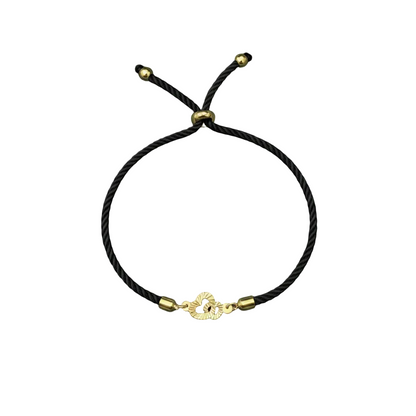18K Real Gold Double Heart Lucky Charm Bracelet