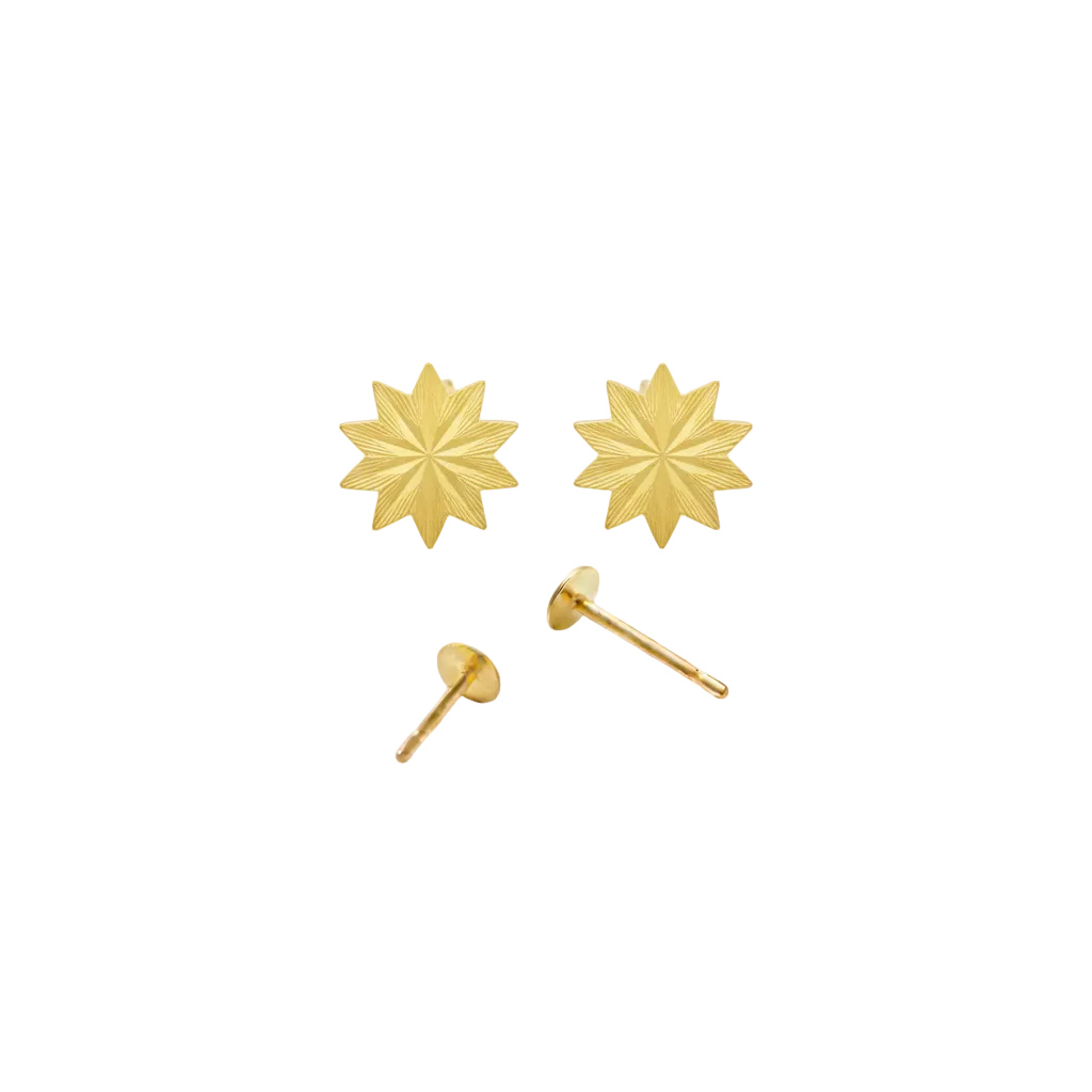 Gold star-shaped earrings on a white background