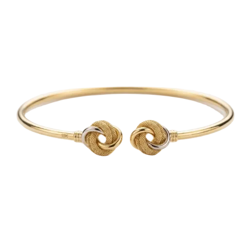 18k Gold Matte Tri Color Cinnamon Bangle