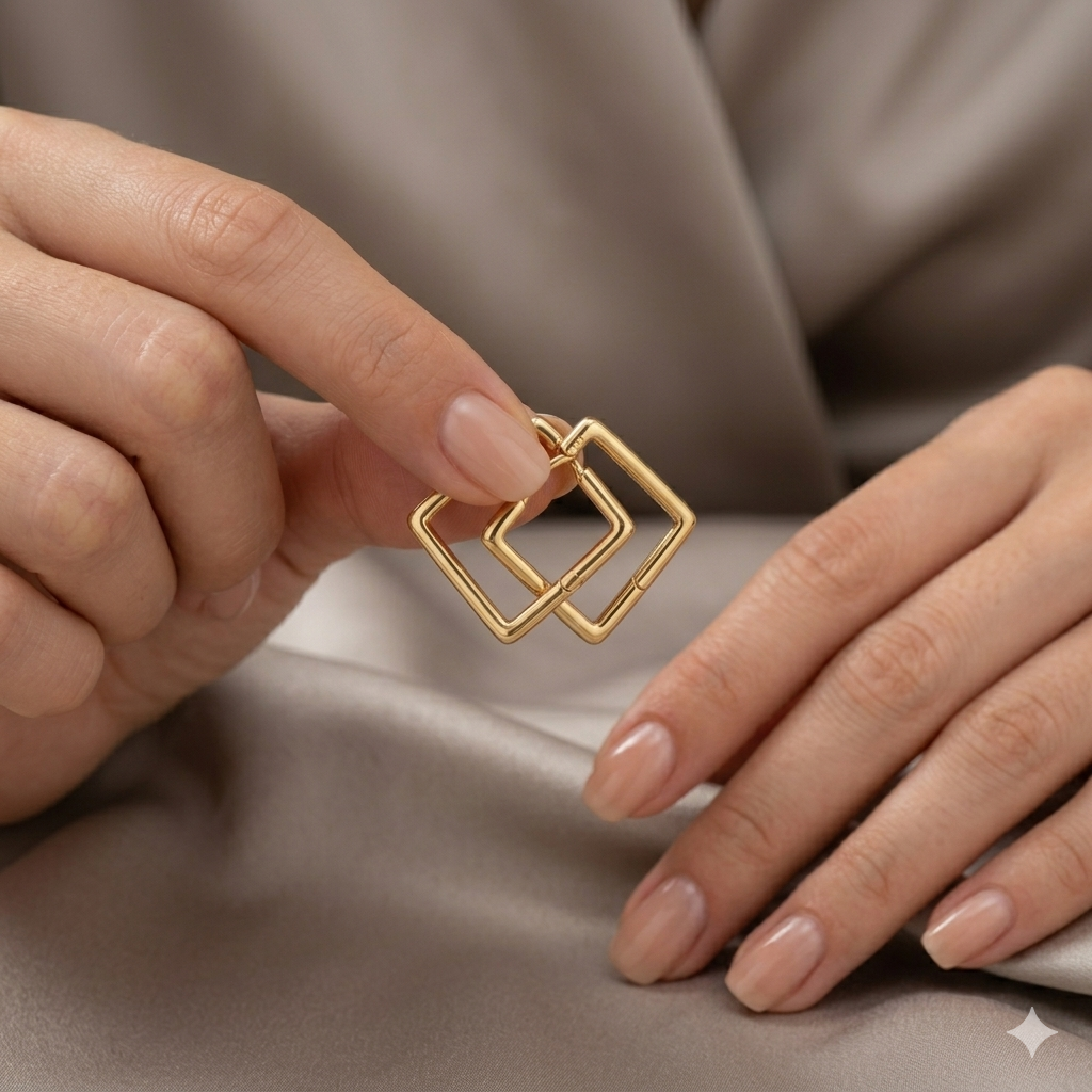 18k Gold Perfect Square Earrings