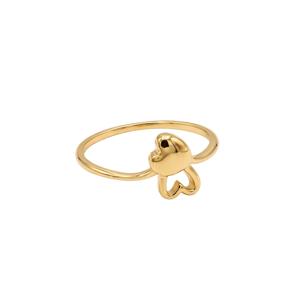Gold ring with a unique design on a white background