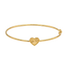 Gold bracelet with a heart-shaped clasp on a white background