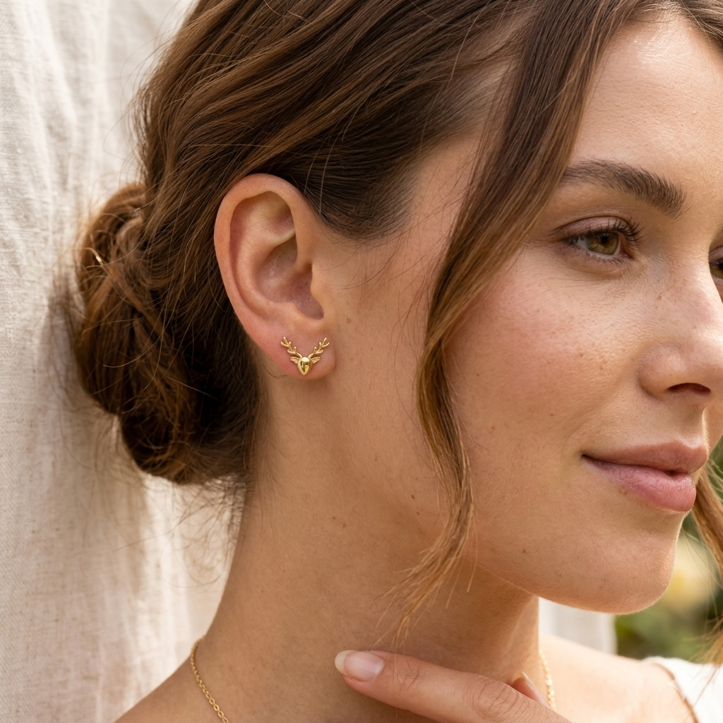 18k Gold Deer Inspired Earrings