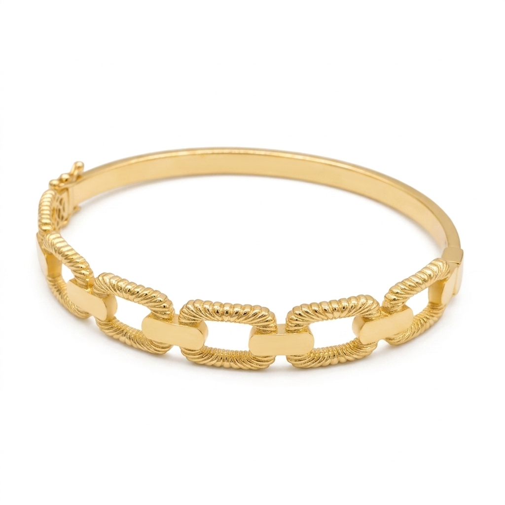 18k Gold Matte Chain Inspired Bangle