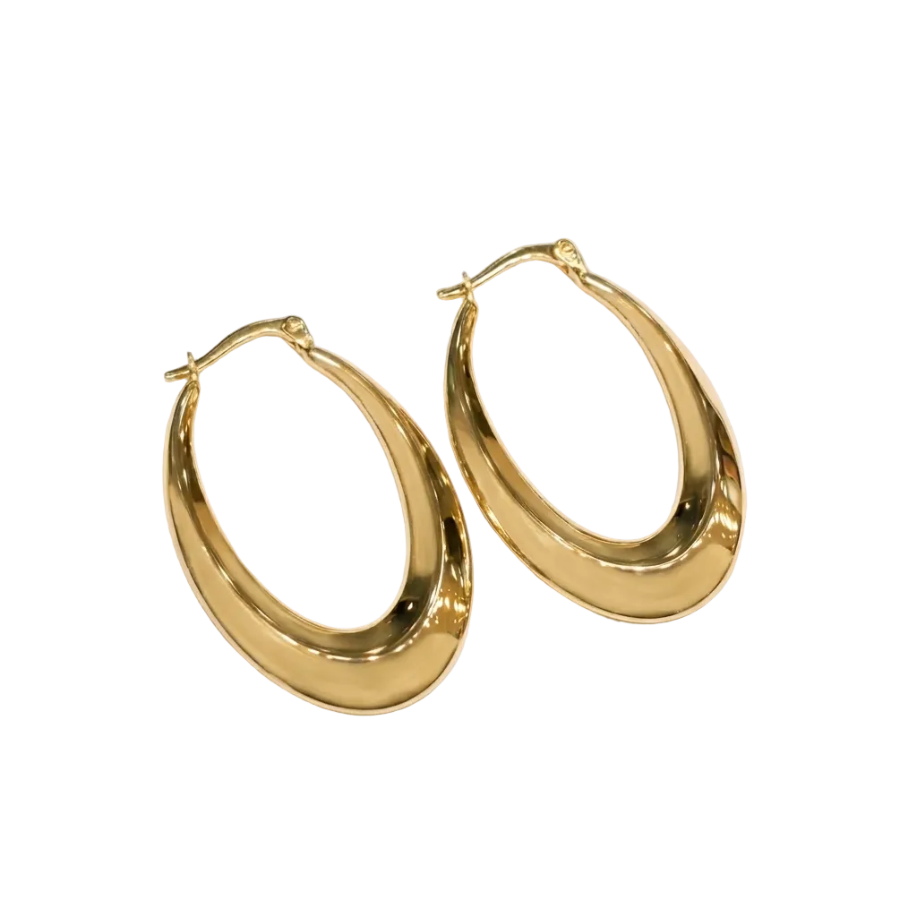 Gold hoop earrings on a white background
