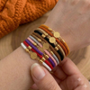 18K Gold Multi Color Thread Adjustable Coin Bracelet