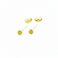 Pair of gold stud earrings with butterfly backs on white background