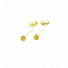 Pair of gold stud earrings with butterfly backs on white background