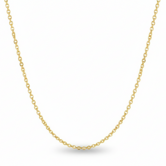 Gold chain necklace on a white background