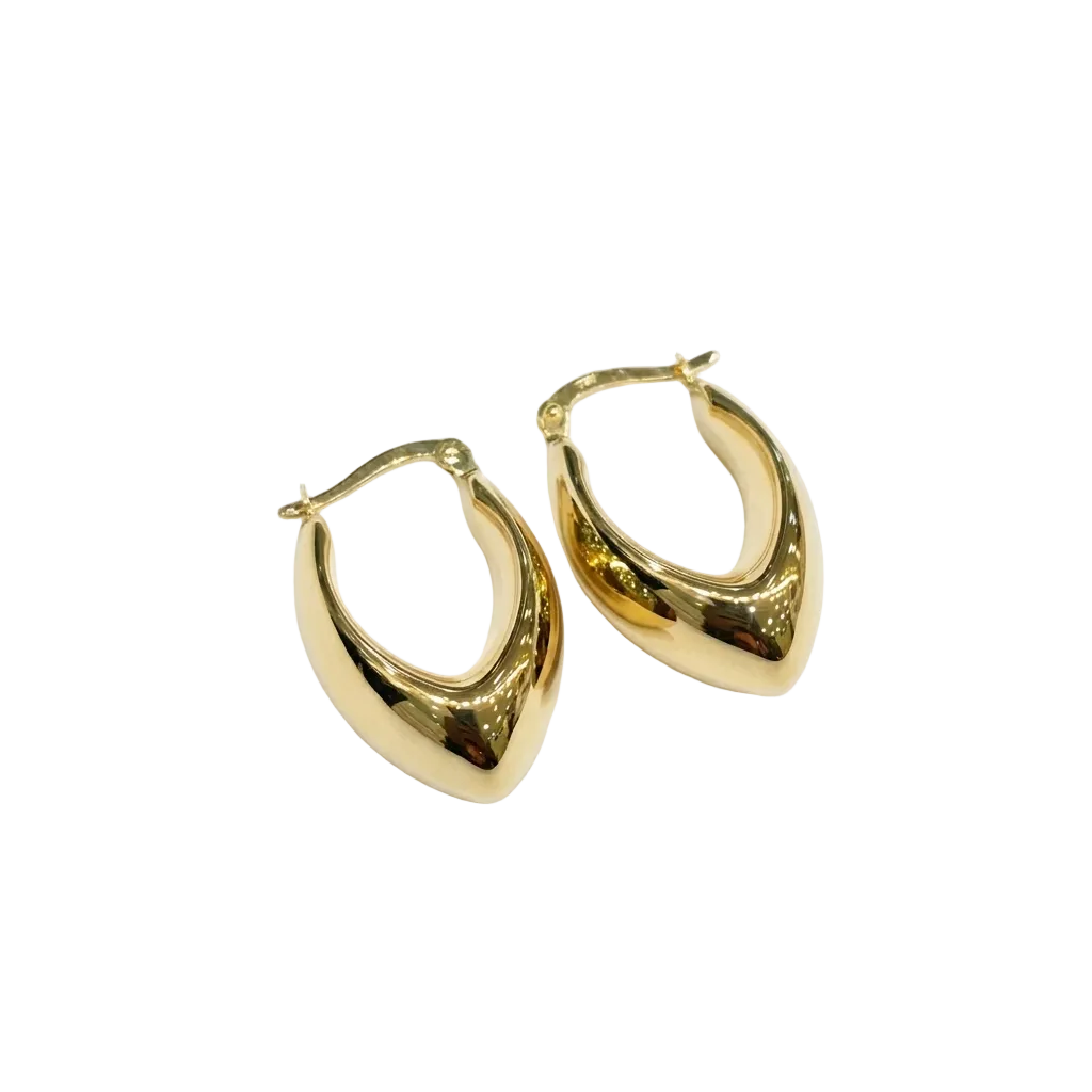 Gold hoop earrings on a white background