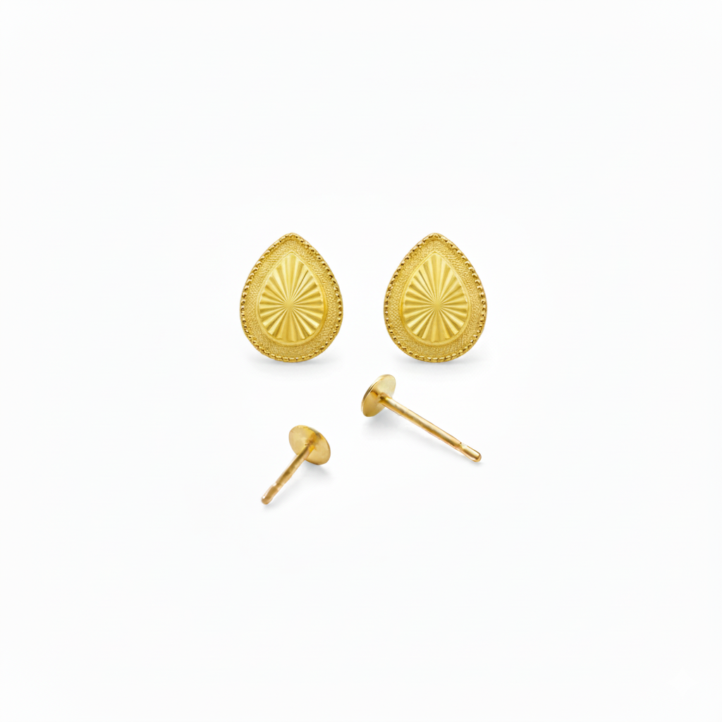 18K Gold Big Teardrop Screw Earrings