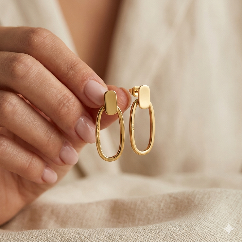 18k Gold Clip Inspired Stud Earrings