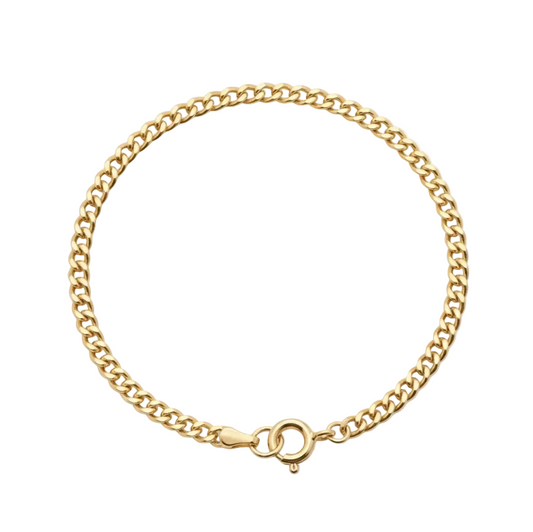Gold chain bracelet on a white background