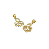Two gold hand-shaped pendants on a white background