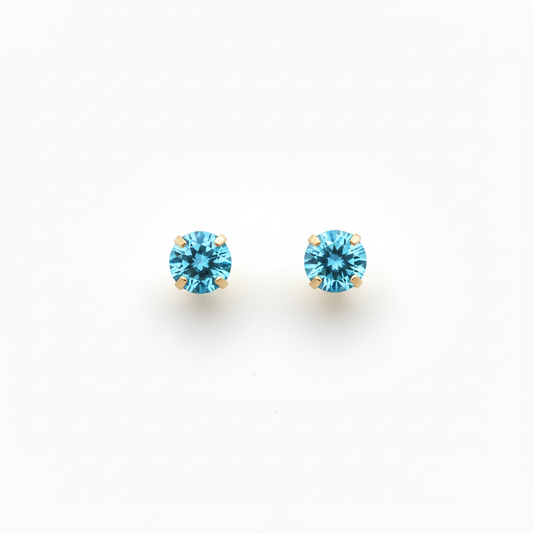 18k Gold Zircon Stone Earrings