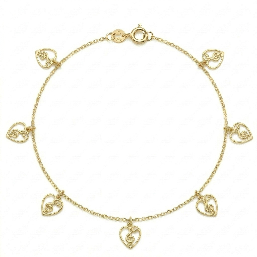 18k Gold Heart G-Cleft Anklet