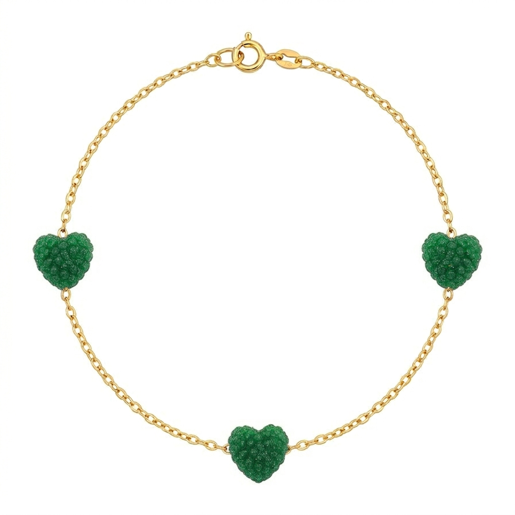 18K Real Gold Swarovski Heart Bracelet