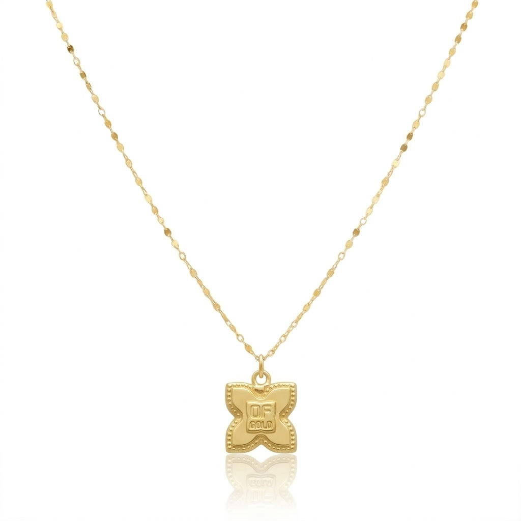 18K Real Gold Rob Flower Necklace