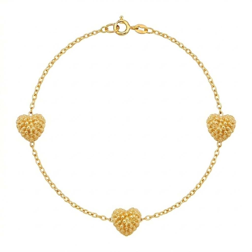 18K Real Gold Swarovski Heart Bracelet