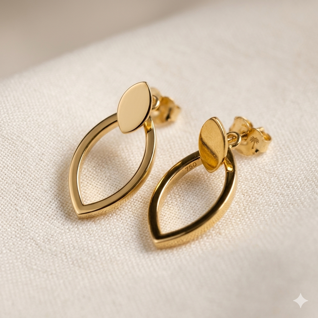 18k Gold Dot Eye Earrings