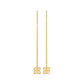 Gold earrings with chain design on a white background