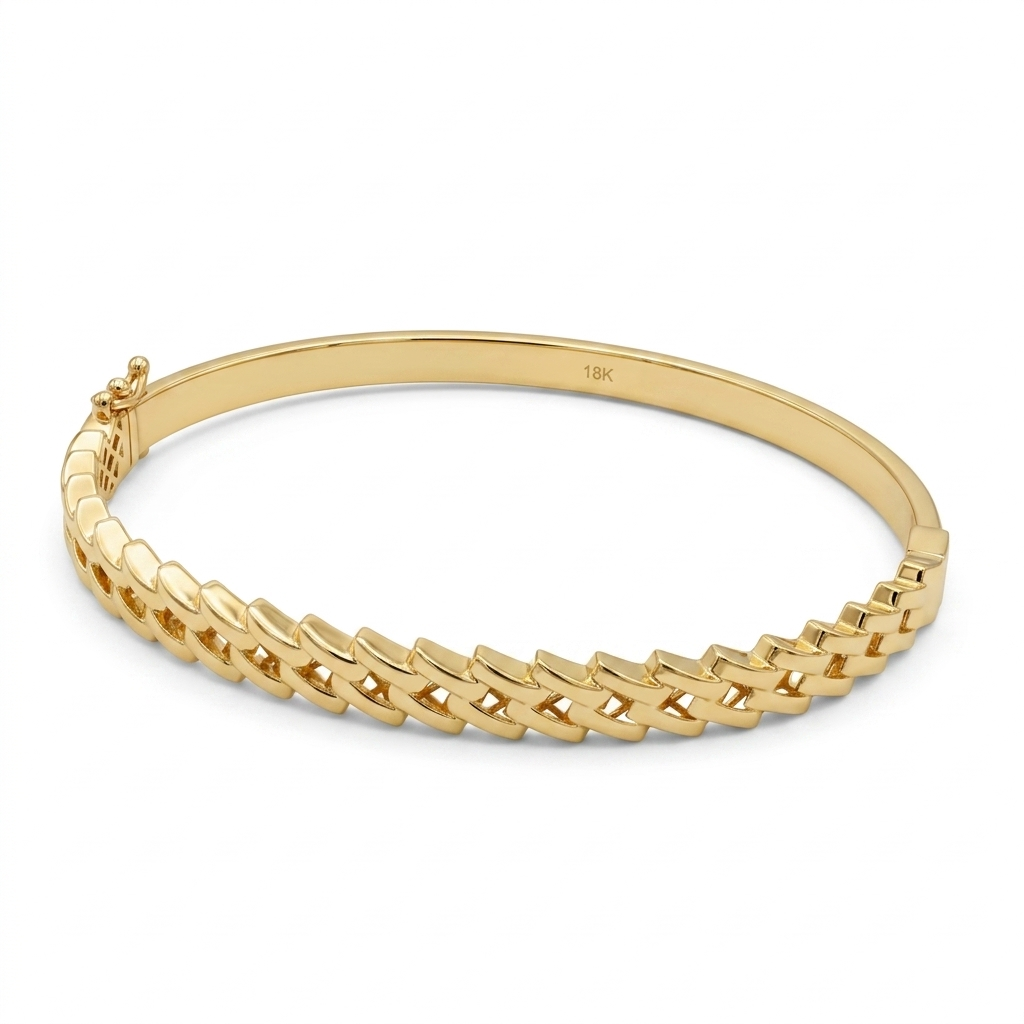 18k Gold Cuban Inspired Bangle