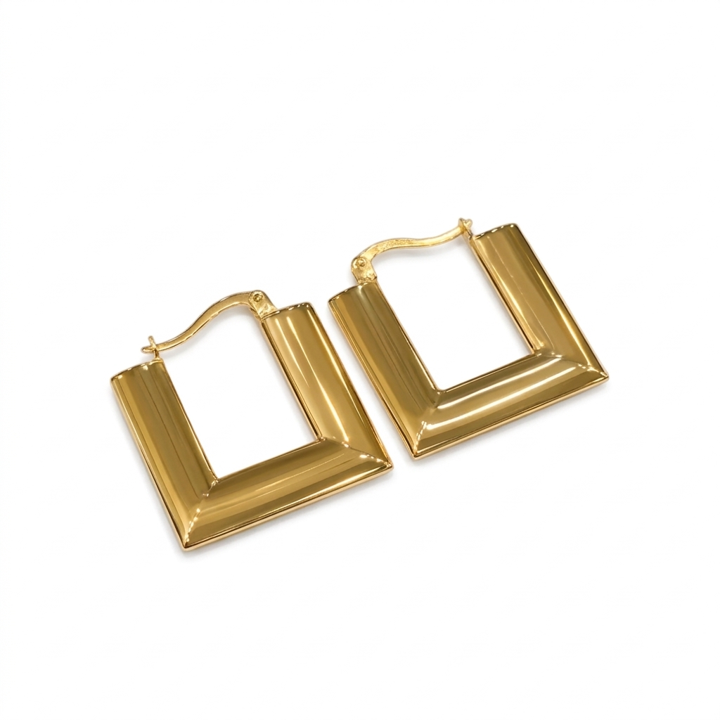 18k Gold Plain Flat Loop Earrings