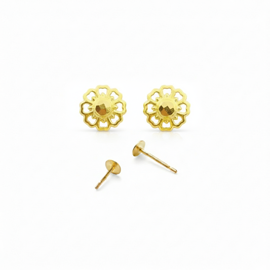 18K Real Gold Spot Flower Earrings